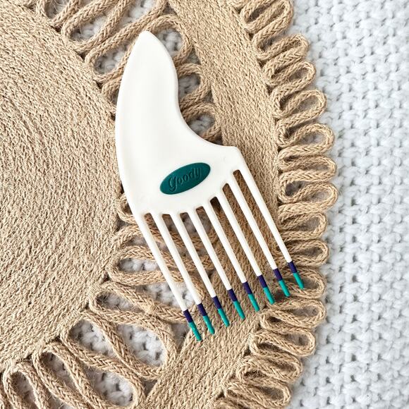Goody White Purple Green Tipped Retro Vintage Curved Hair Pick Comb Lift Tease - Picture 1 of 5